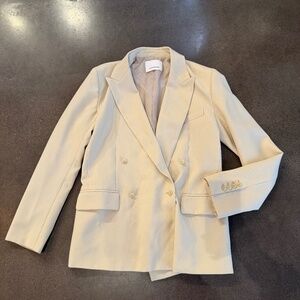 The Frankie Shop Newark Double-Breasted Blazer "Cement" - Women's XS